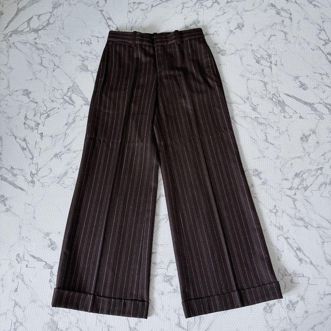 RALPH LAUREN ストライプ スーツ セットアップ ブラウン カシミア