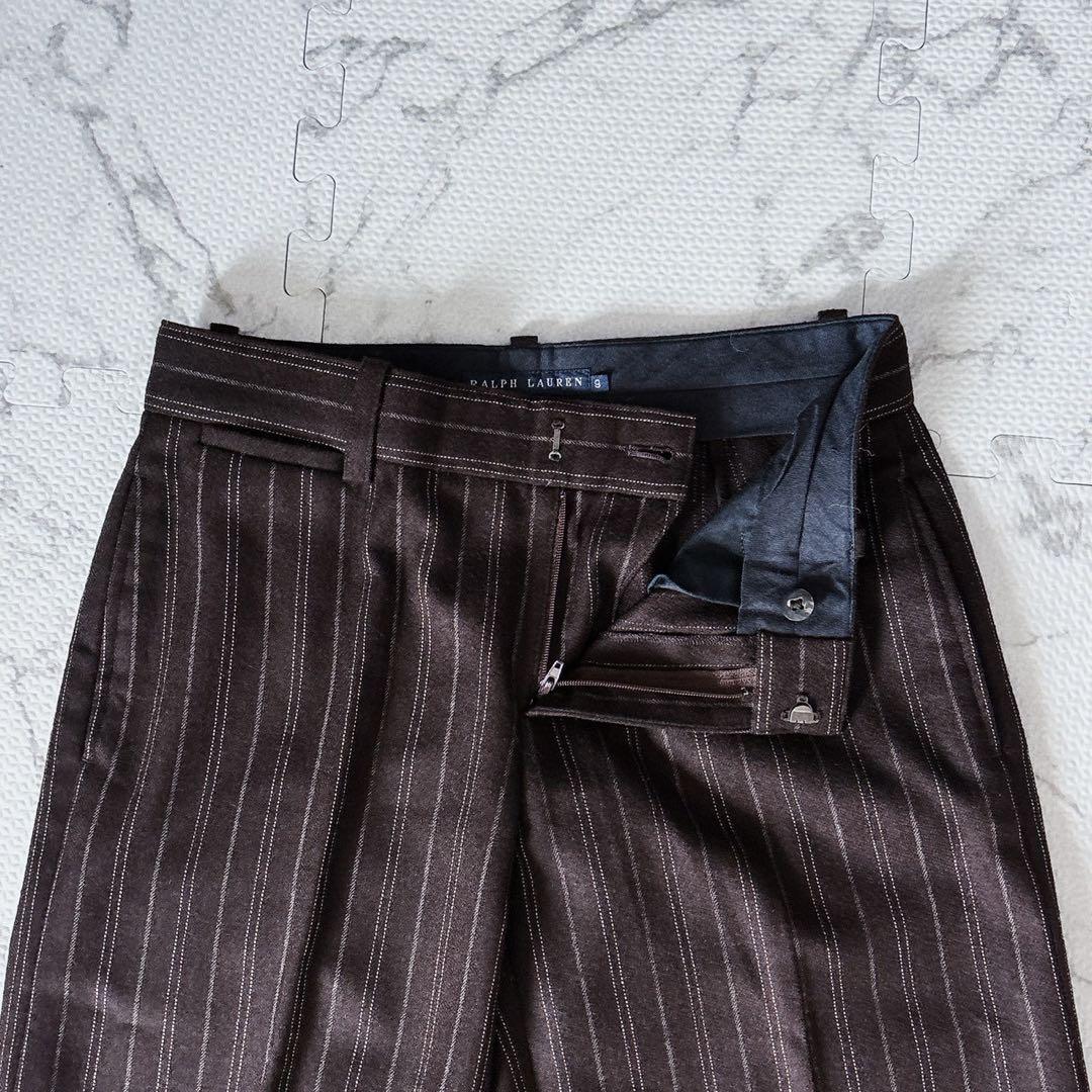 RALPH LAUREN ストライプ スーツ セットアップ ブラウン カシミア