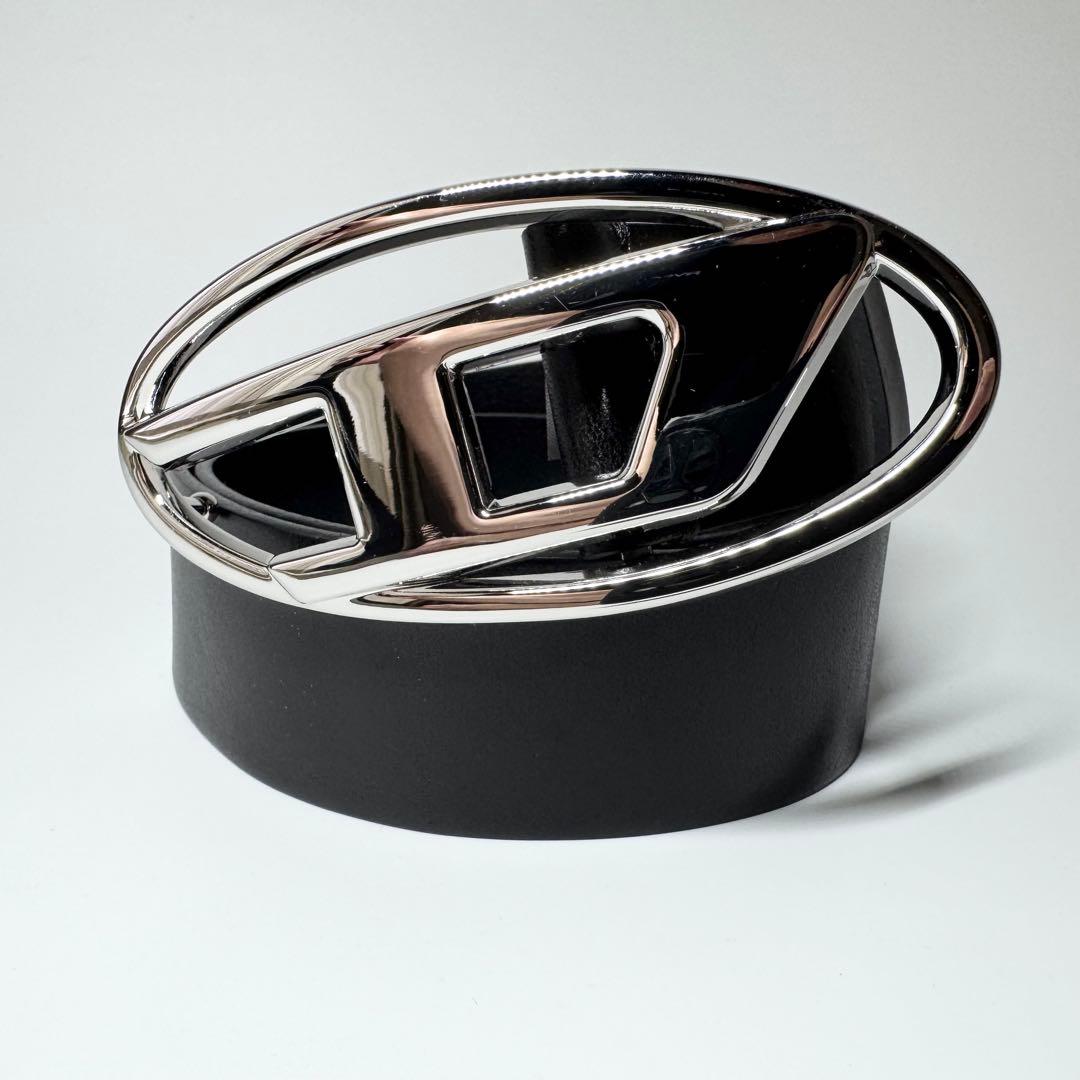 【極美品】DIESEL レザー　べルト ブラック ロゴ バックル