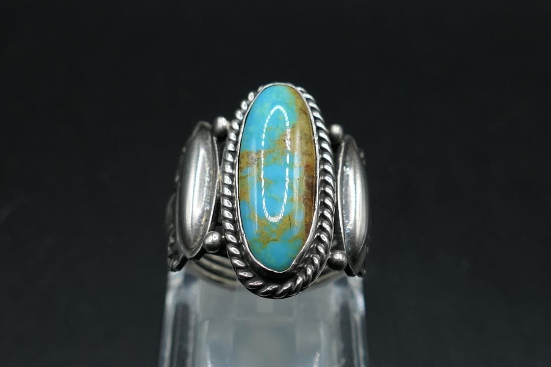 美品　14号　ナバホ　ランニングベアスタジオ　ターコイズ　リング　RB　指輪
