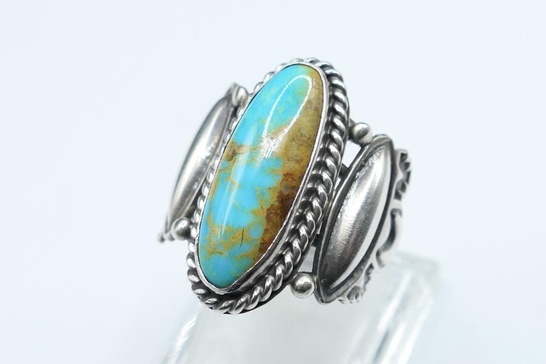 美品　14号　ナバホ　ランニングベアスタジオ　ターコイズ　リング　RB　指輪