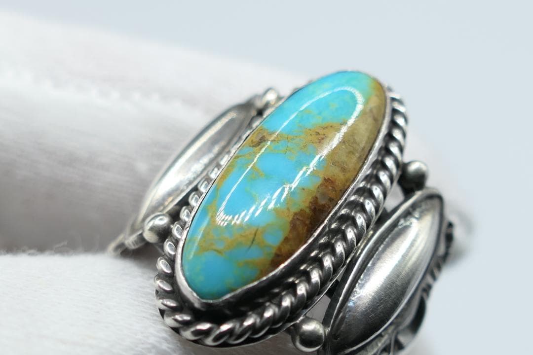 美品　14号　ナバホ　ランニングベアスタジオ　ターコイズ　リング　RB　指輪