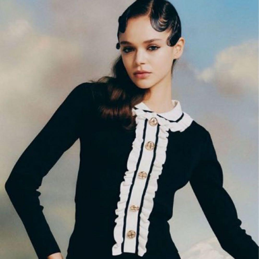 Sov. フリル ニットトップス モノトーン