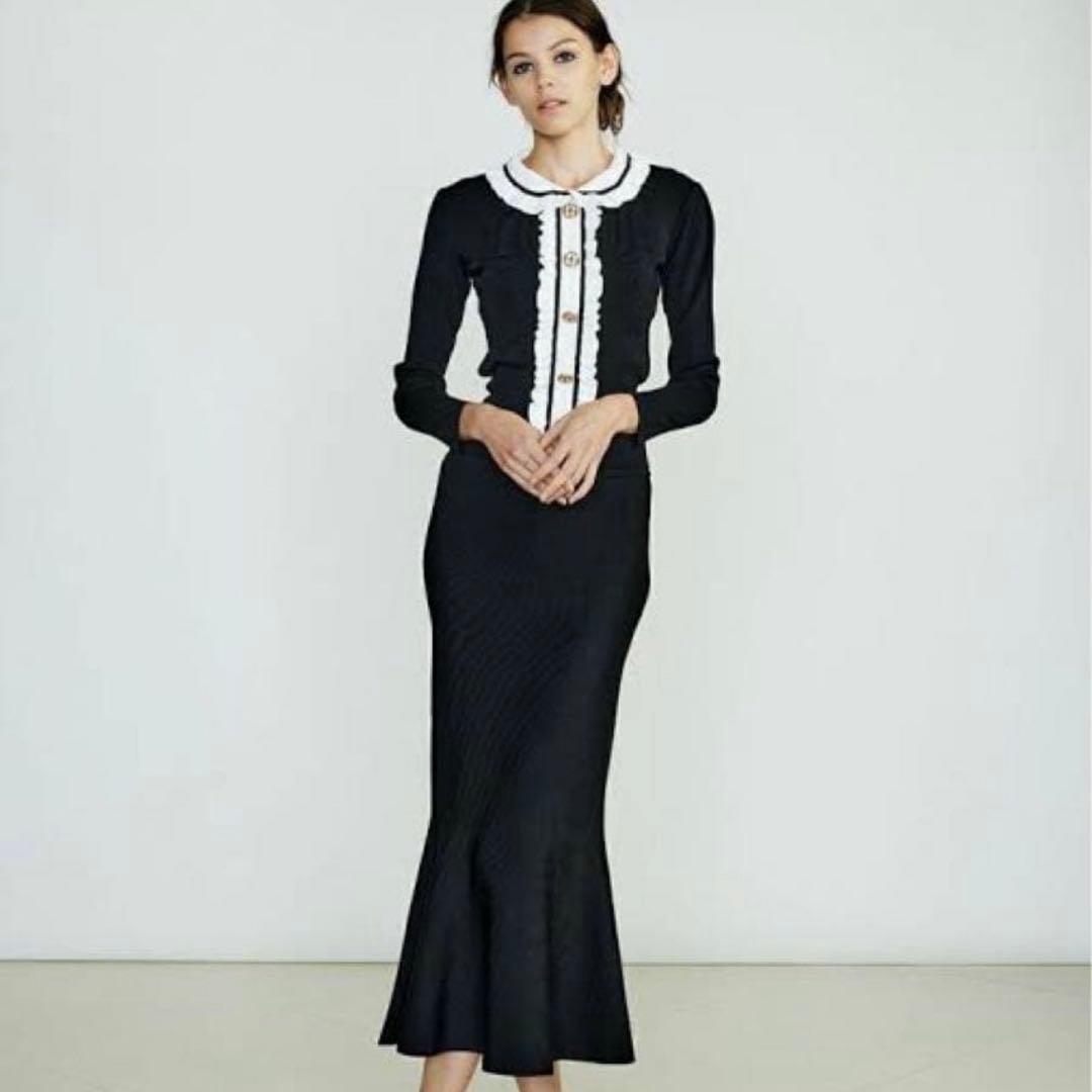 Sov. フリル ニットトップス モノトーン