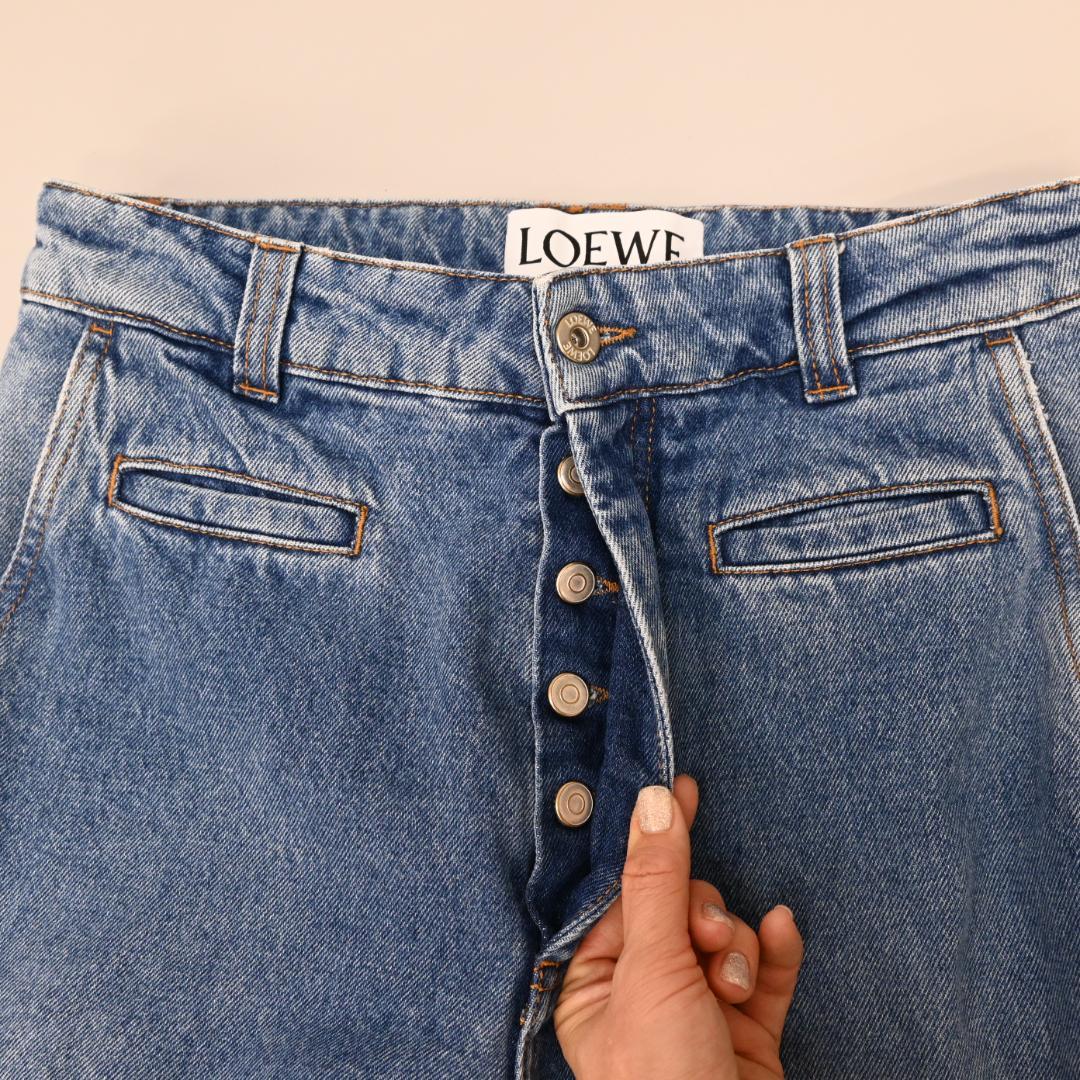 ■ 48147★ LOEWE ロエベ ジーンズ レザーパッチ ストレートデニム*