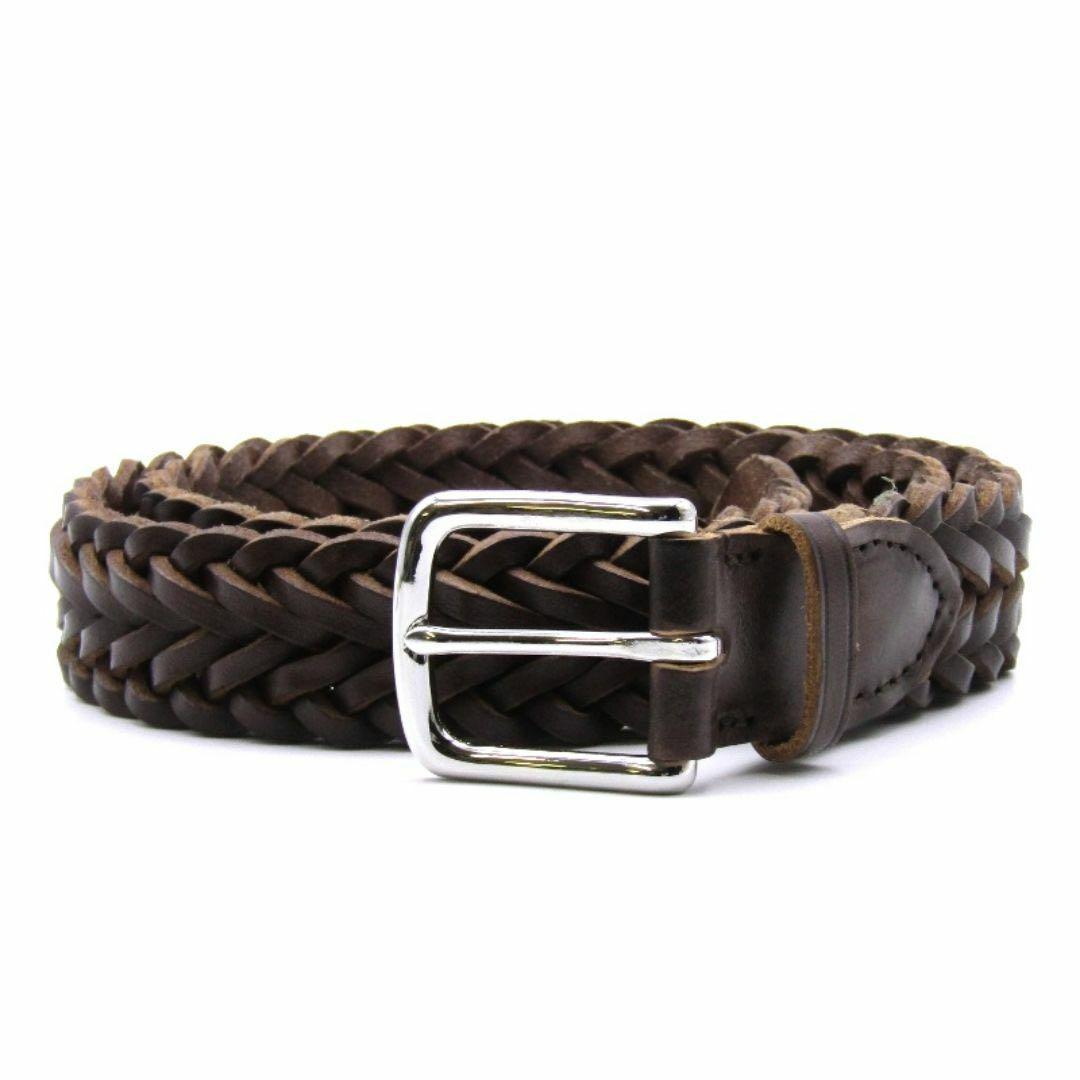 ホワイトハウスコックス　レザーメッシュベルト　P1127 ダークブラウン