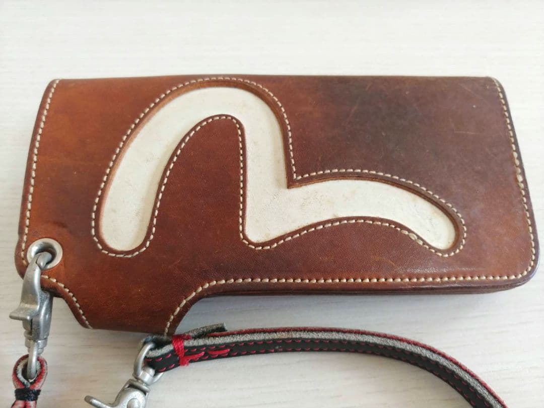 【入手困難】希少 EVISU エヴィス 長財布 ビックカモメ 赤茶　スターボタン