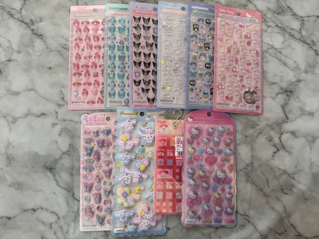 サンリオシールまとめ売り　ボンボンドロップシールミニ　うるちゅるポップシール