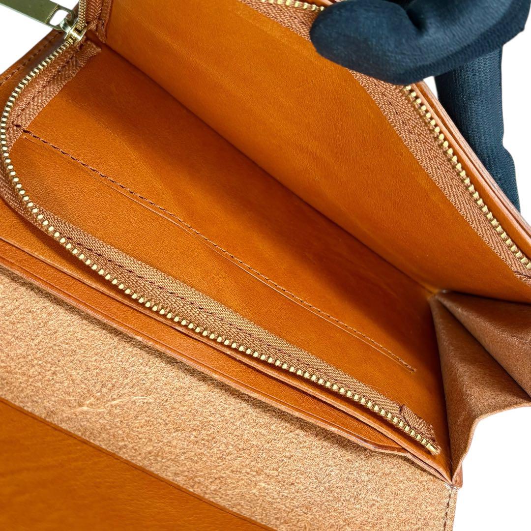 【美品】 ビアベリー エステイト 長財布 ブラウン レザー スナップボタン 箱