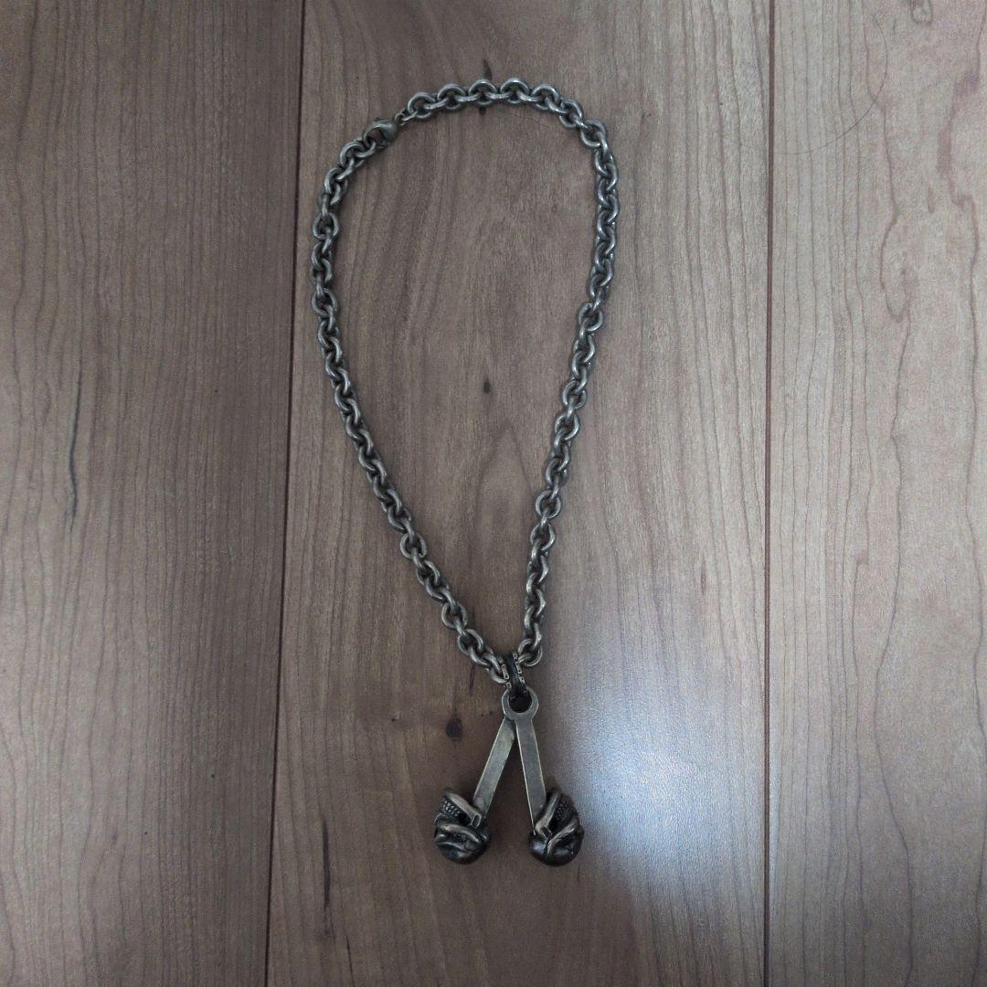 スカルペンダント付きチェーンネックレス