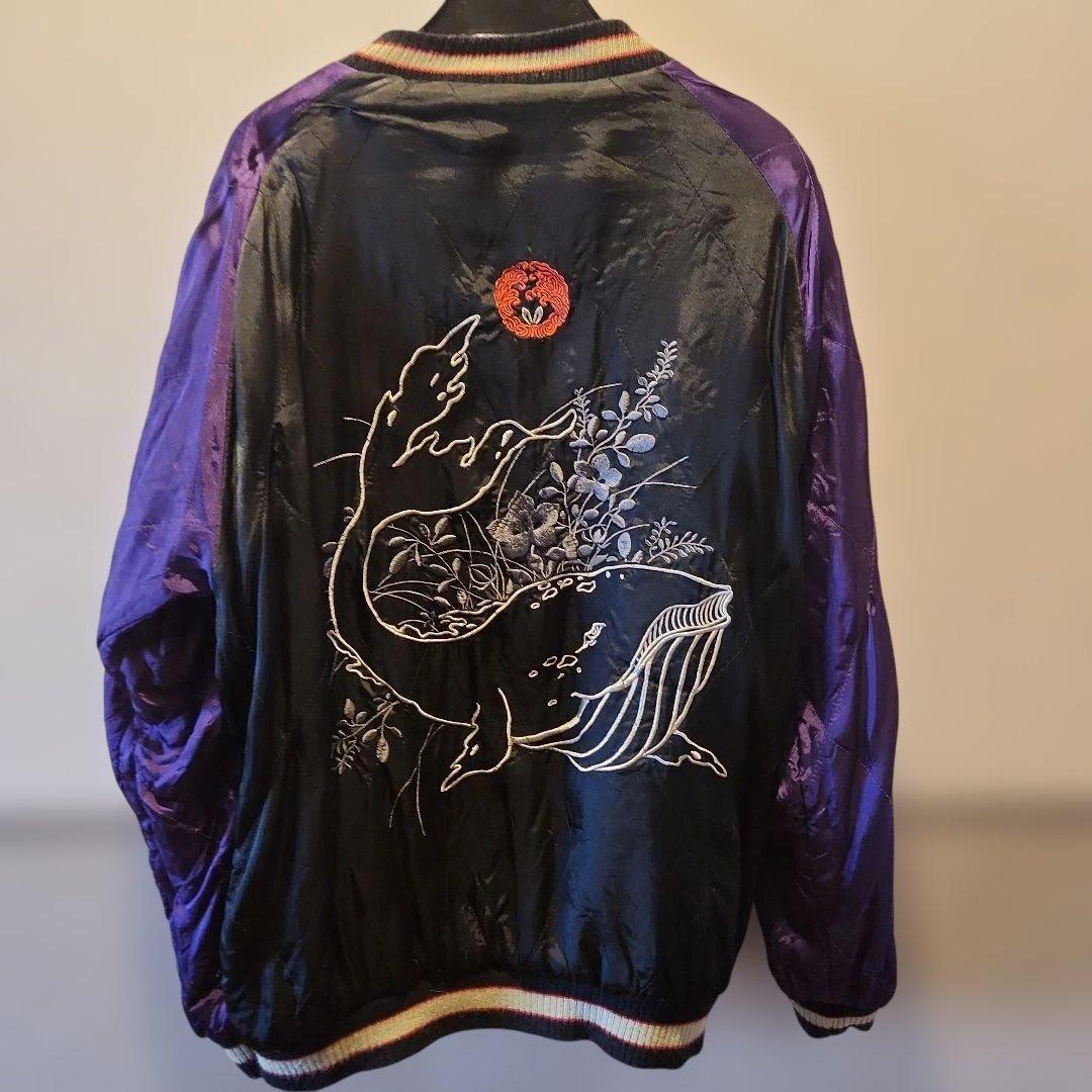 ちきりや　リバーシブル　紫と金の刺繍スカジャン