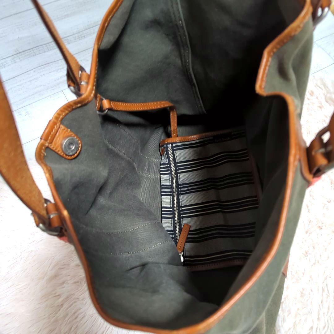 【Paul Smith】 レザー＆キャンパス/トートバッグ/肩掛け可/A4収納可
