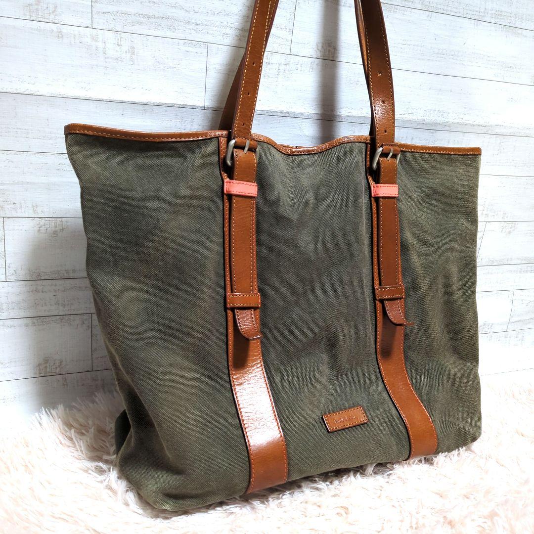 【Paul Smith】 レザー＆キャンパス/トートバッグ/肩掛け可/A4収納可
