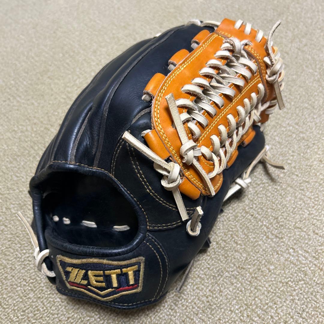 ZETT 野球グローブ 黒とオレンジ