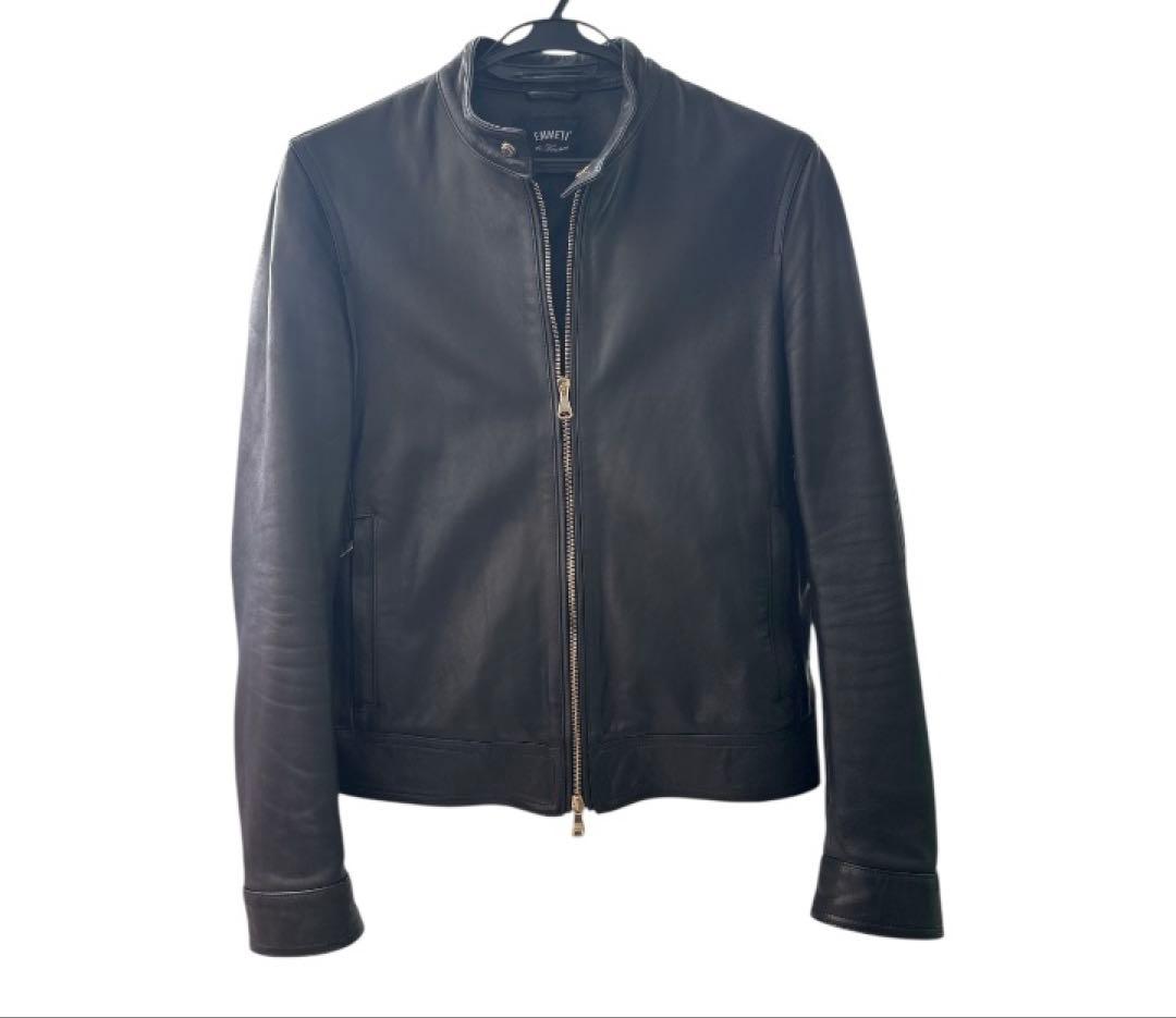 EMMETIエンメティJURIライダースジャケット ブラック ゴールドジップ46