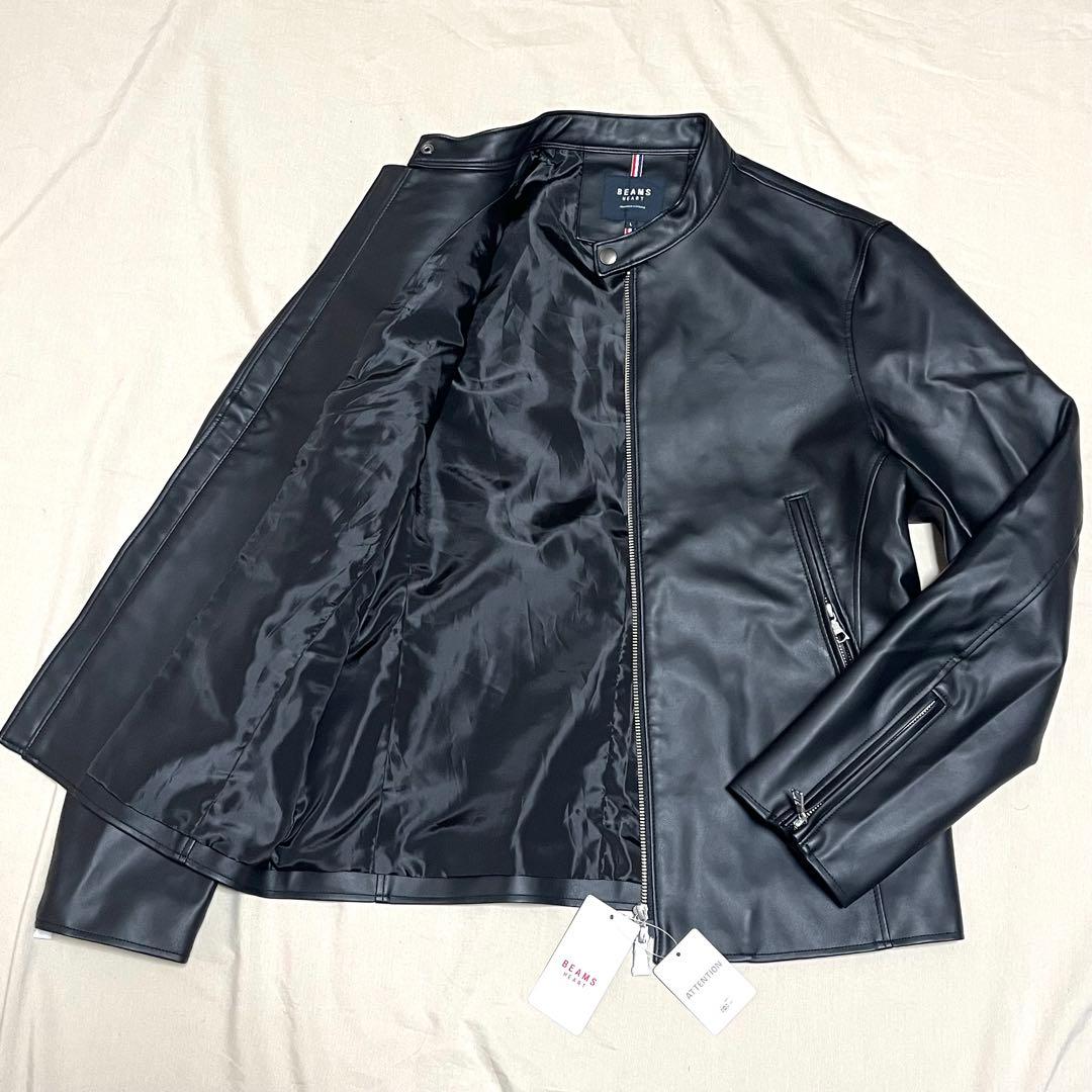 【新品タグ付き】ビームス　シングルライダース　レザージャケット　近年モデル　L