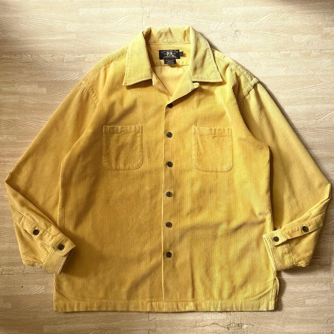 90s 初期 三つ星 RRL コーズシャツ 開襟 太畝 マスタード