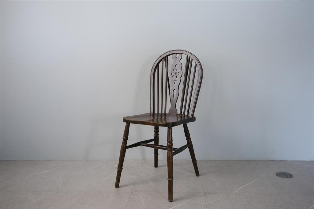 英国アンティーク木製ホイールバックチェア/ダイニングイス/椅子(89-110-4