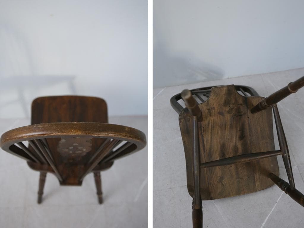 英国アンティーク木製ホイールバックチェア/ダイニングイス/椅子(89-110-4