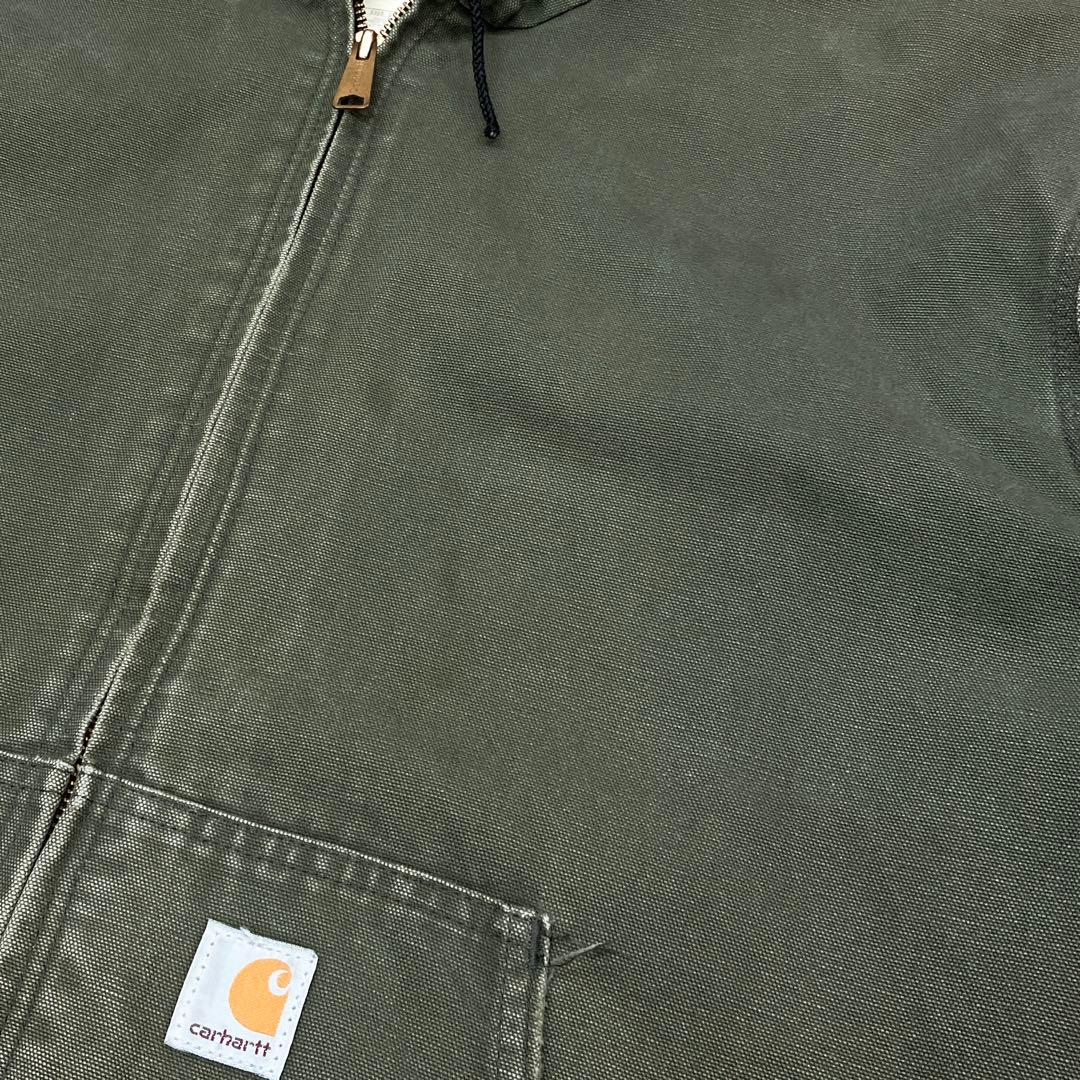 良品 カーハート ダック地 アクティブパーカー 緑 カーキ グリーン XL