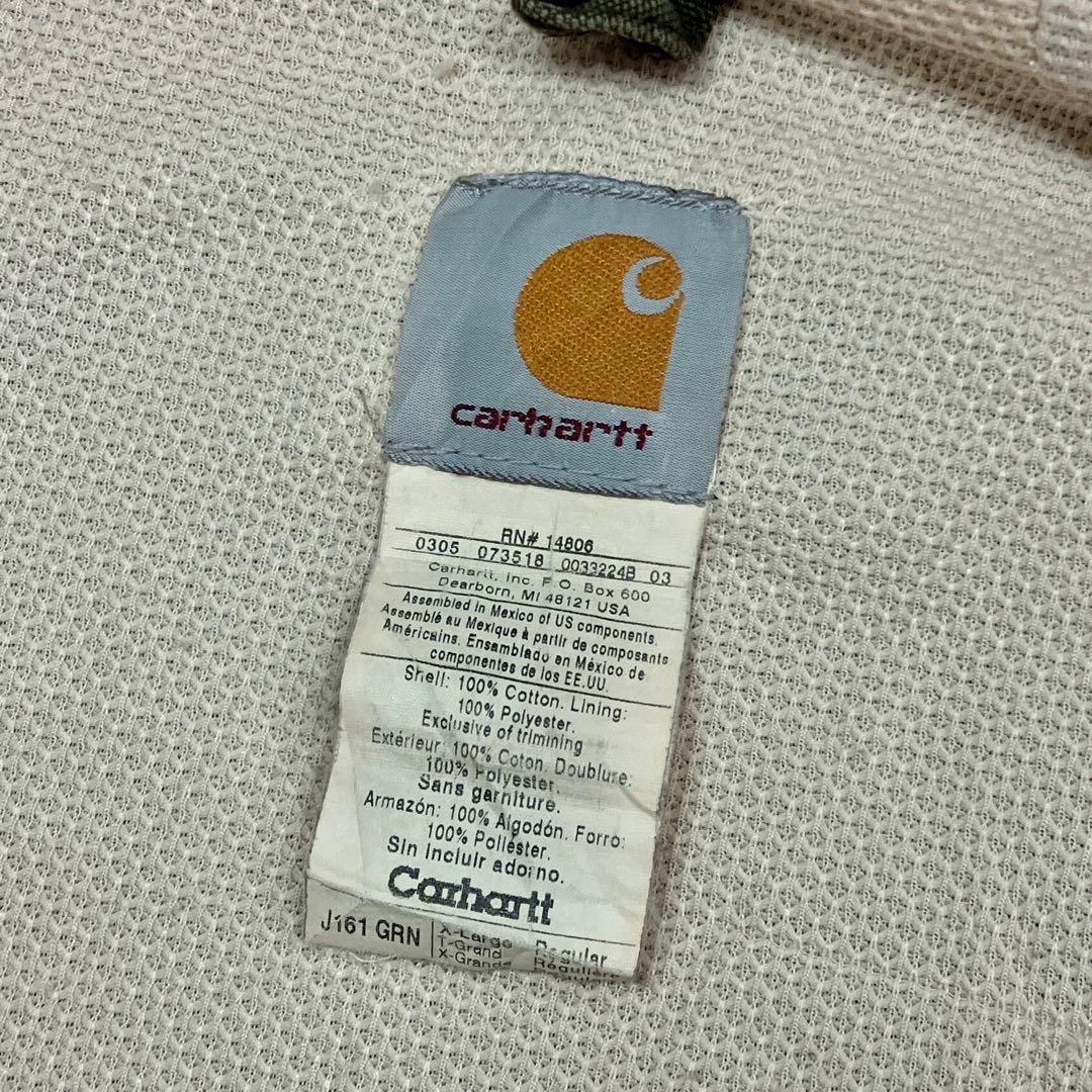 良品 カーハート ダック地 アクティブパーカー 緑 カーキ グリーン XL