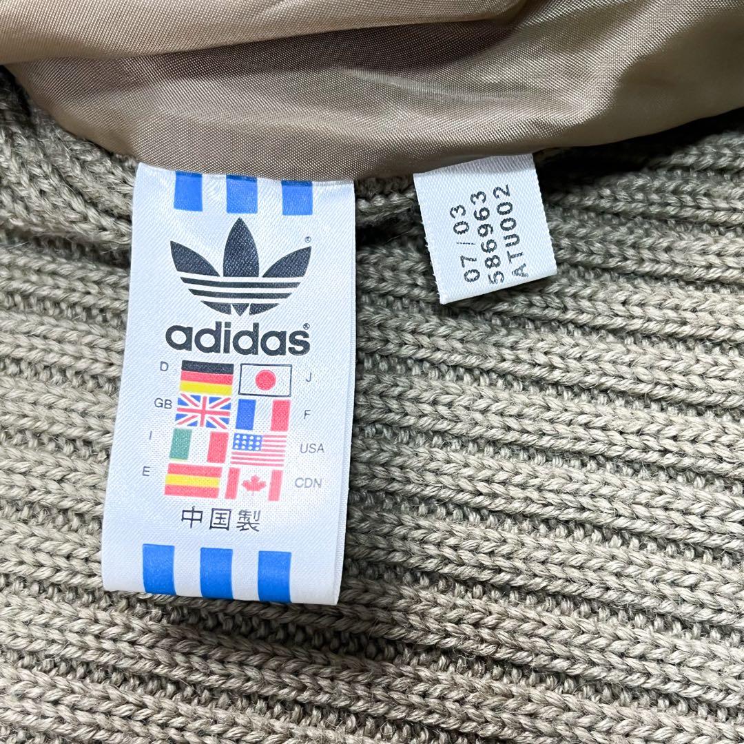 超希少 美品 アディダス レザー ニット 切替 ジャケット メタルロゴ 00s