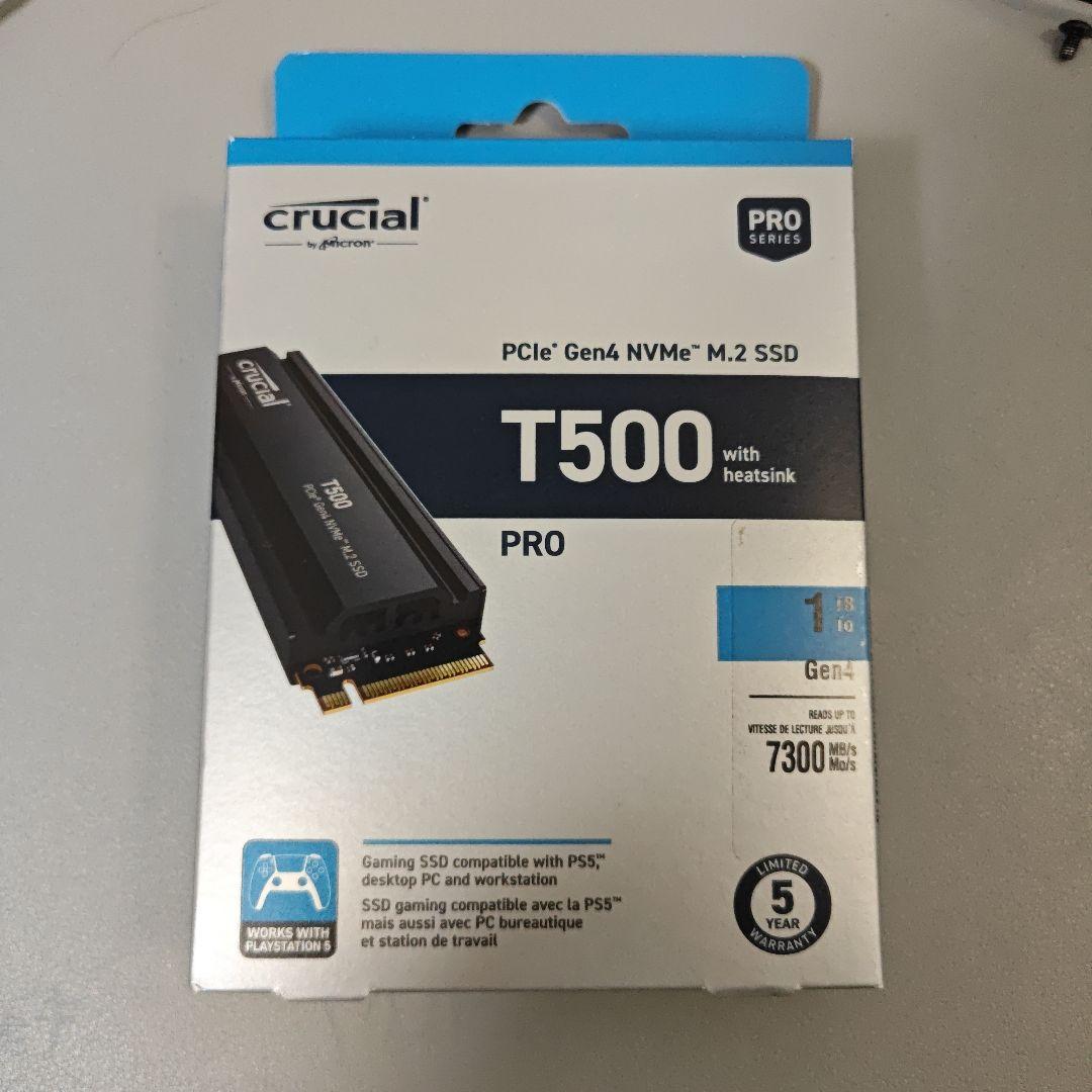 【新品】crucial T500 M.2 SSD 1TB (ヒートシンク付き)