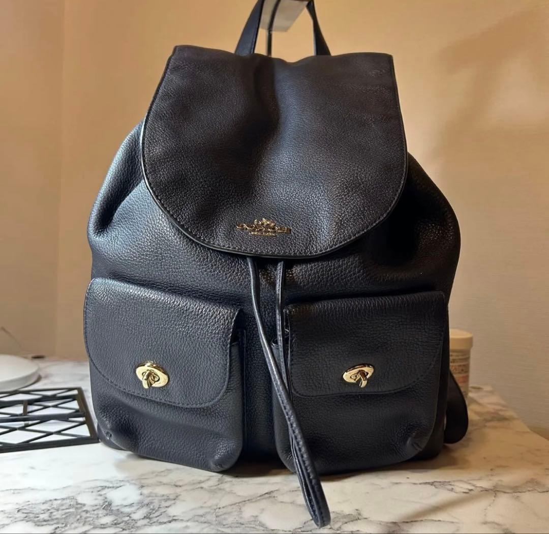 コーチ リュック ターンロック ネイビー 37410 美品