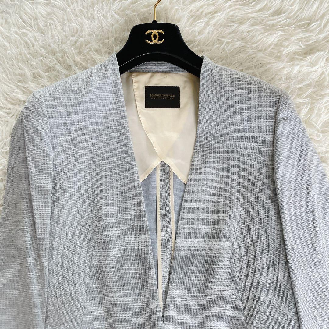 【トゥモローランド】ノーカラージャケット パンツ セットアップ イタリア生地36