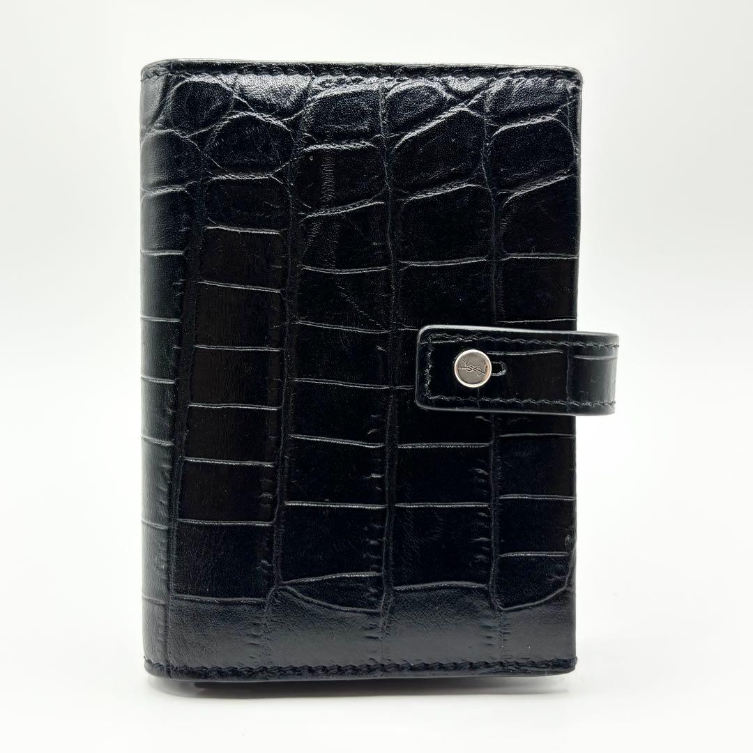 ✨極美品✨サンローラン　カードケース　カサンドラ　ロゴ　クロコ　型押し　レザー