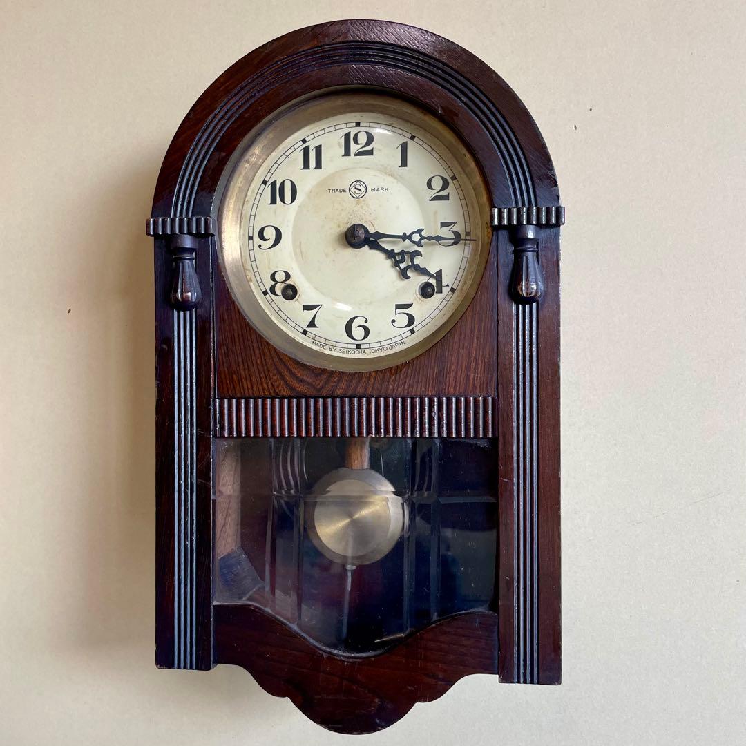 【(−☆】精工舎 スリゲル 18号 柱時計 ボンボン時計 大正時代 稼働品