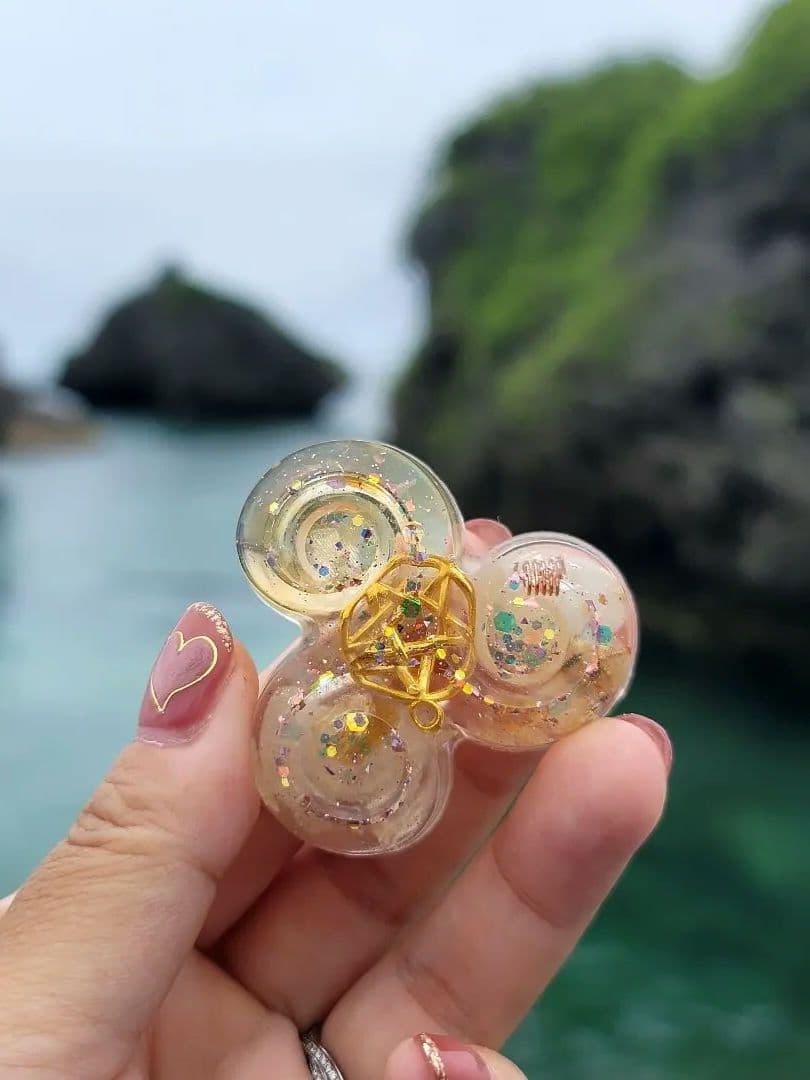 沖縄巡礼大神島金運上昇三つの願いオルゴナイト