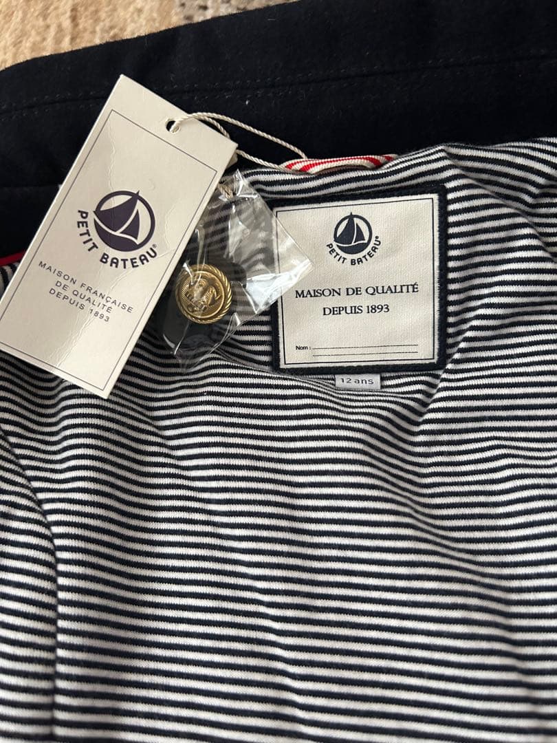 【新品タグ付き】プチバトー ウールコート 12ans 150 ネイビー 中綿入り