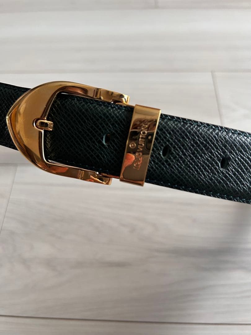 ルイヴィトン　ベルト 金色バックル　グリーン