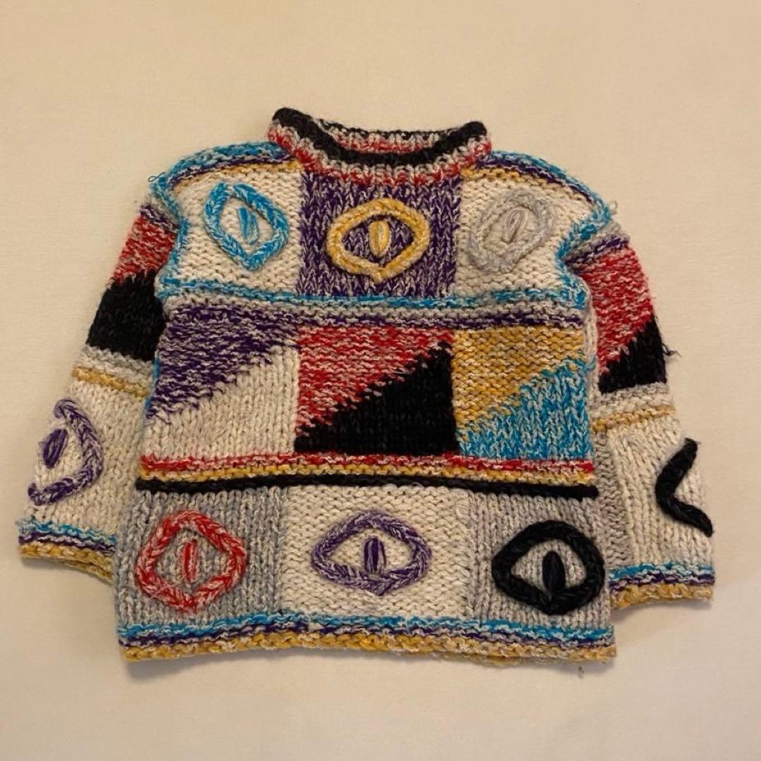 山本寛斎KANSAI YAMAMOTO ウールセーター 顔タグ ヴィンテージ　目