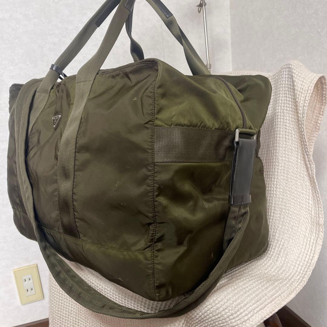 ◇美品PRADAプラダ ボストンバッグ トラベルバッグ ナイロン モスグリーン◇