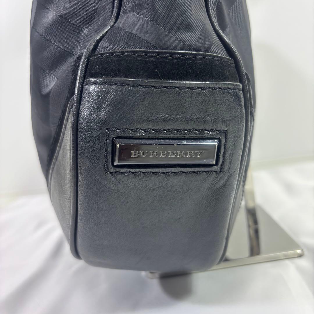 バーバリー　ナイロン レザー バッグ　トートバッグ　ハンドバック　ブラック