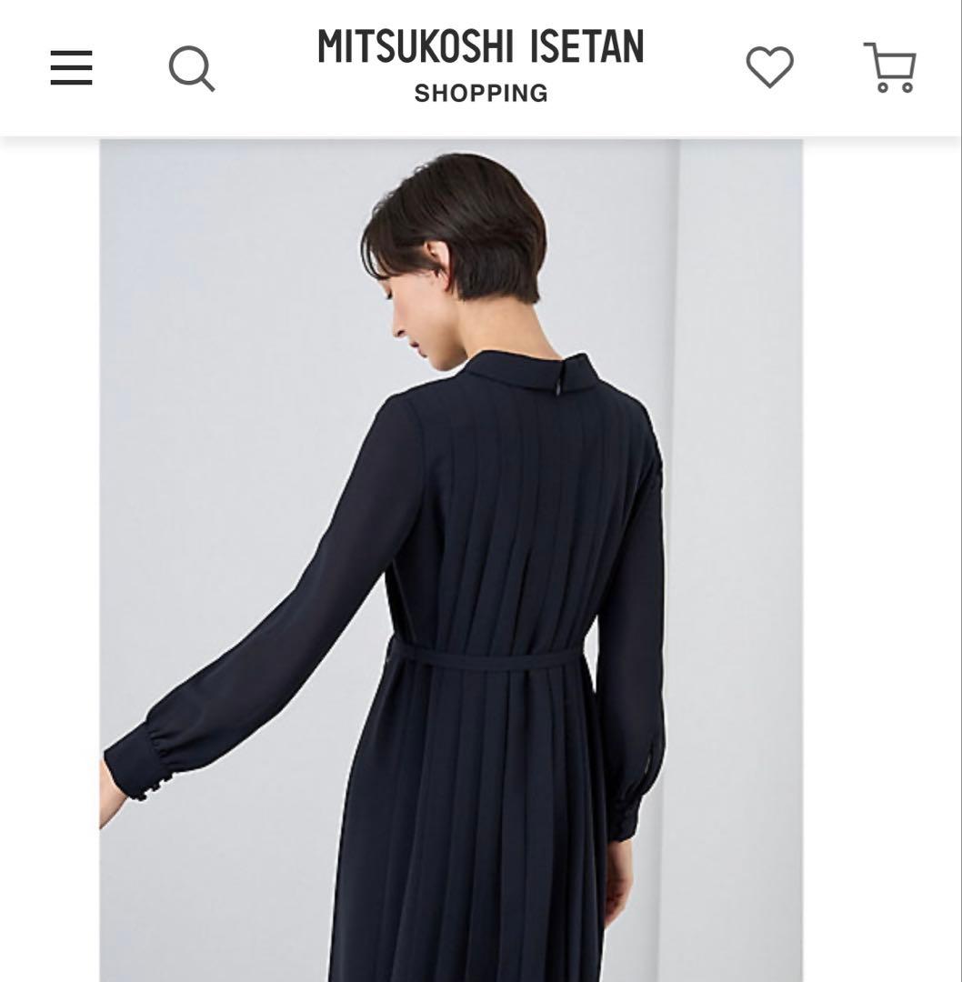 24年ANAYIアナイ5.9万円シアードビービジューカラーワンピース36ネイビー