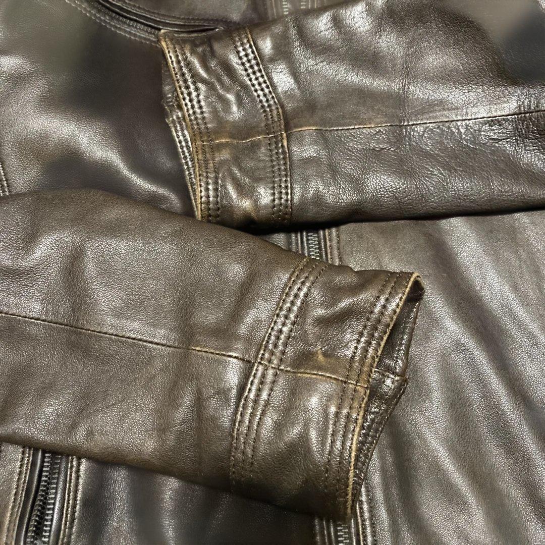 バーバリー ブラックレーベル レザージャケット ファー付き　羊革 ブラウン L