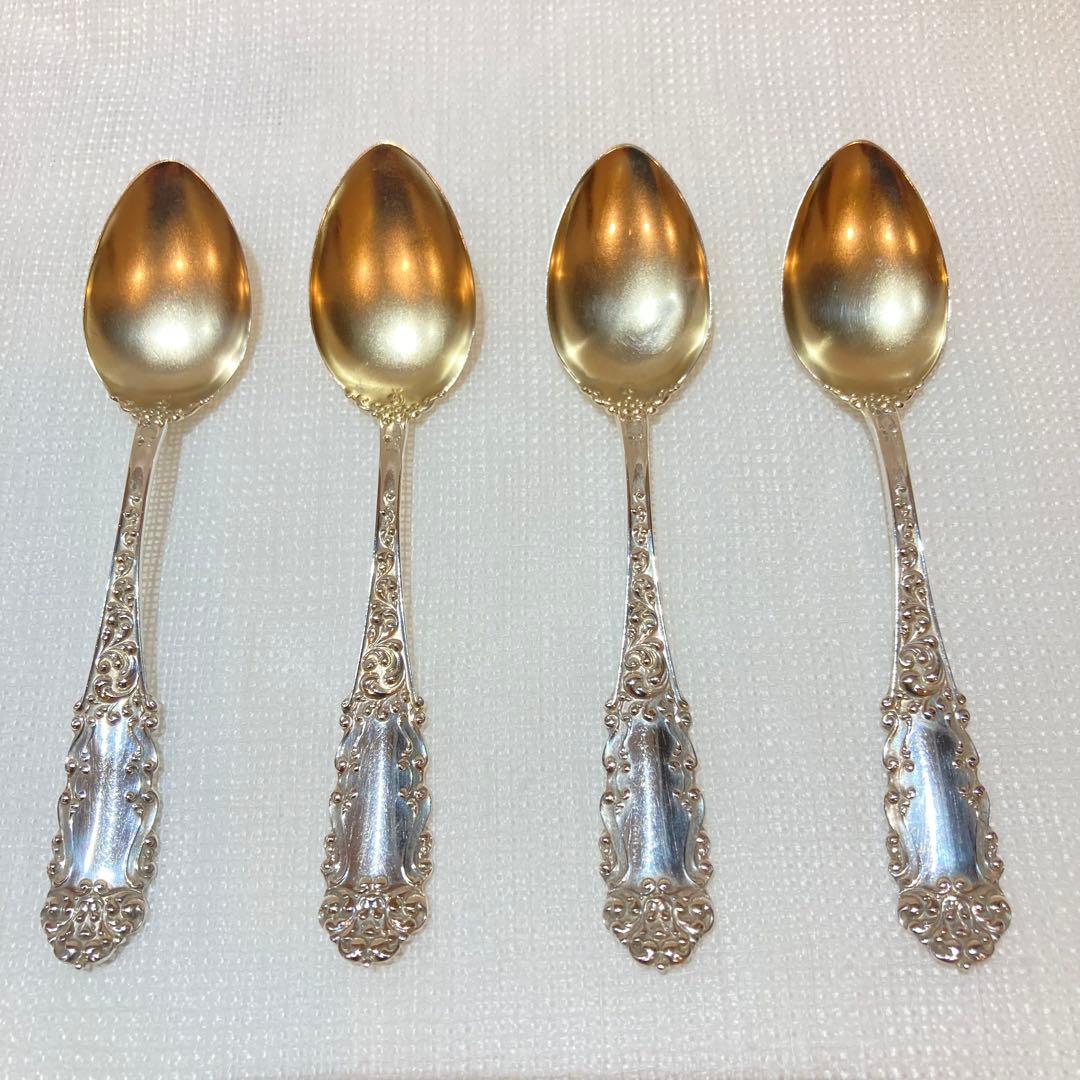 86 純銀豪華装飾モカスプーン4本セット