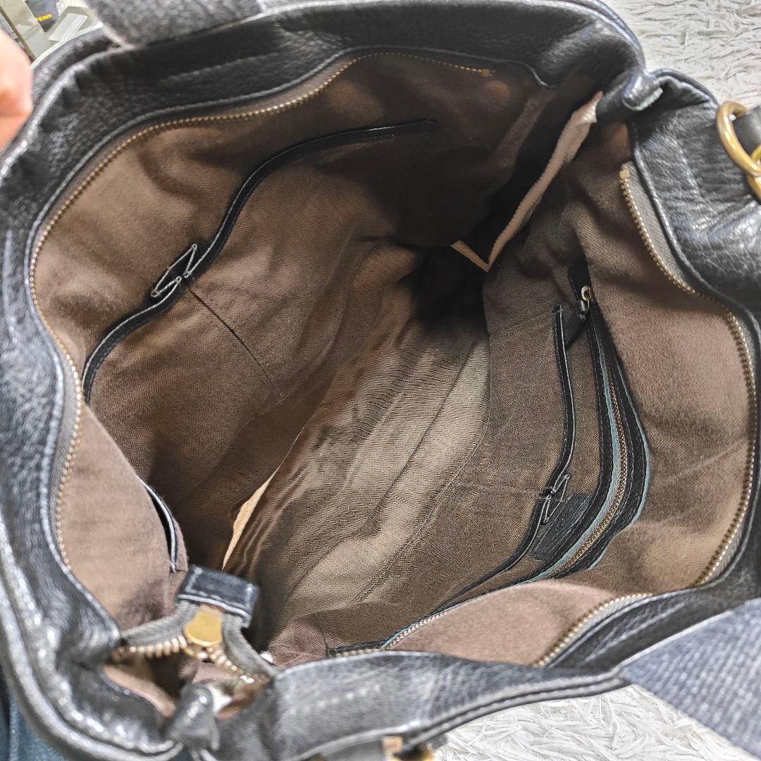 ✨未使用級✨ ゲンテン ショルダーバッグ フラップ シボ革 黒　2way