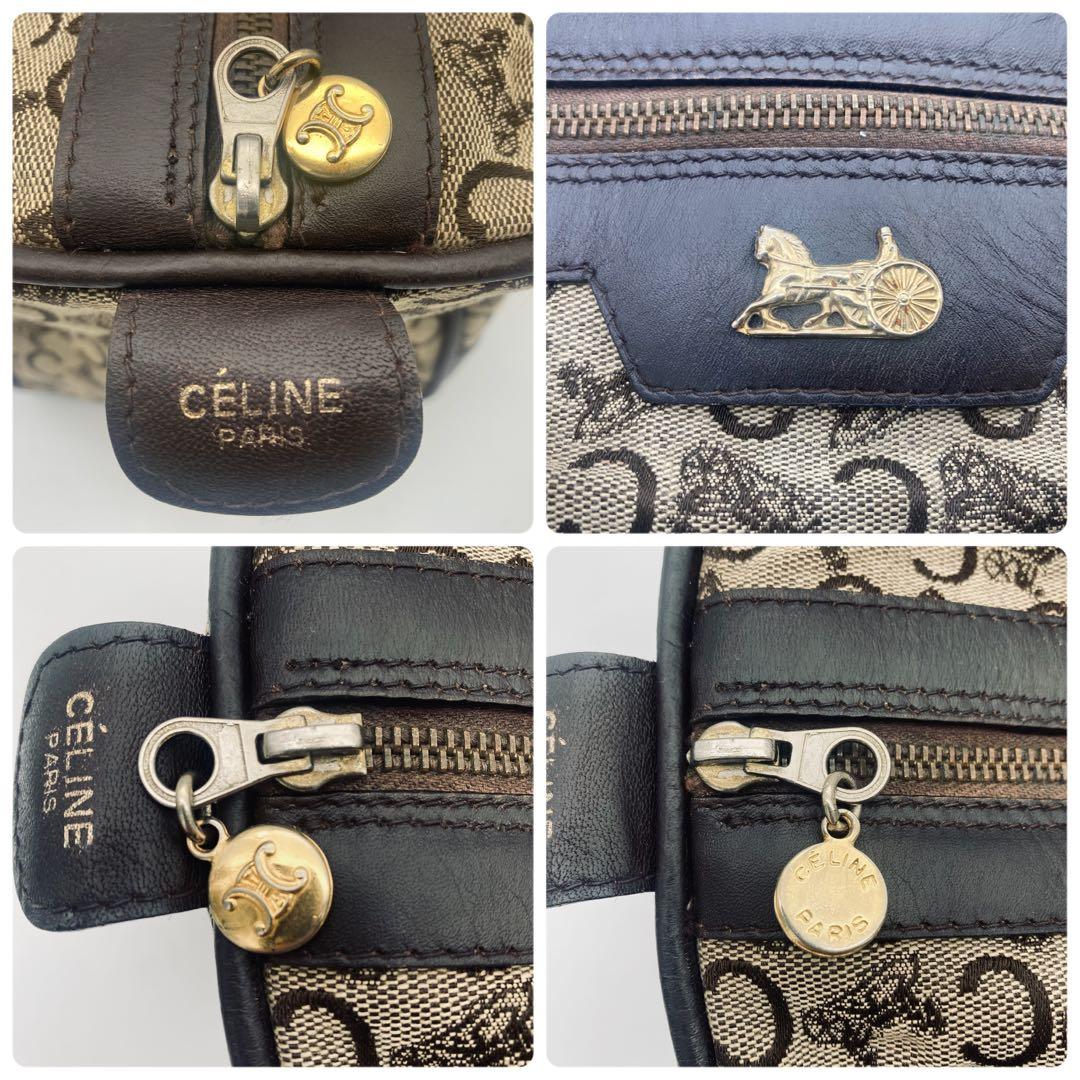 CELINEミニボストンバッグ　Cマカダム　ブラウン