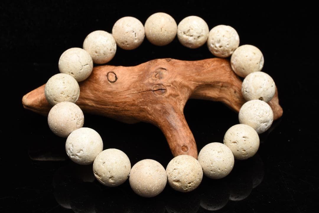 日本銘石 沖縄県産 琉球石　12mm　天然石パワーストーンブレスレット　男女兼用