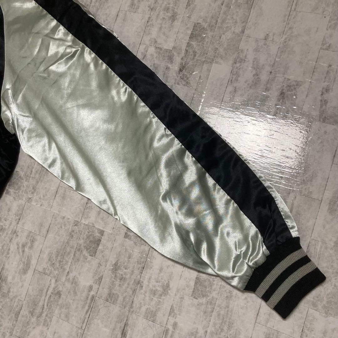 【希少】美品　Hoshihime 星姫 スカジャン 鷹 龍 刺繍 白銀　LL