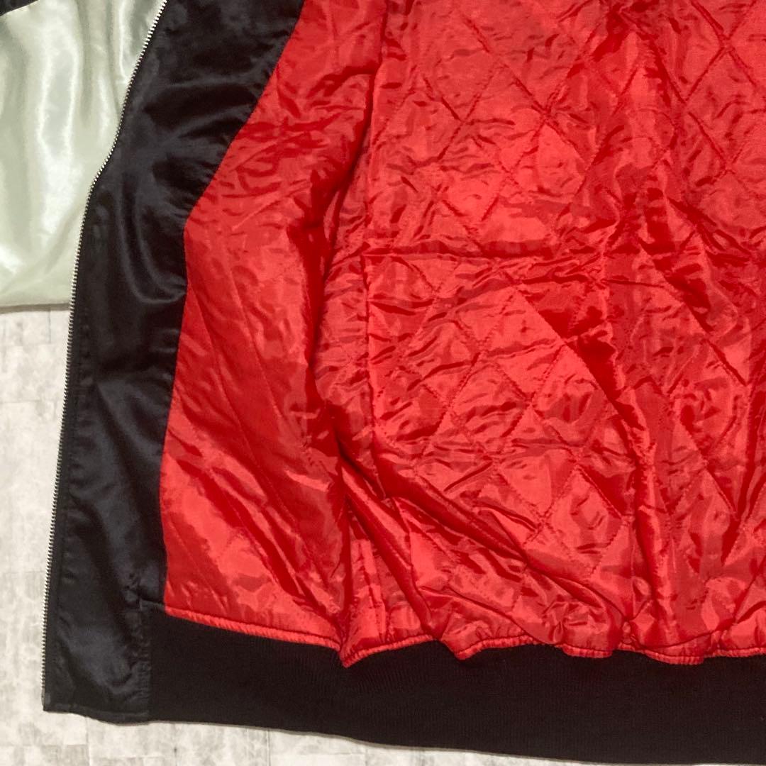 【希少】美品　Hoshihime 星姫 スカジャン 鷹 龍 刺繍 白銀　LL