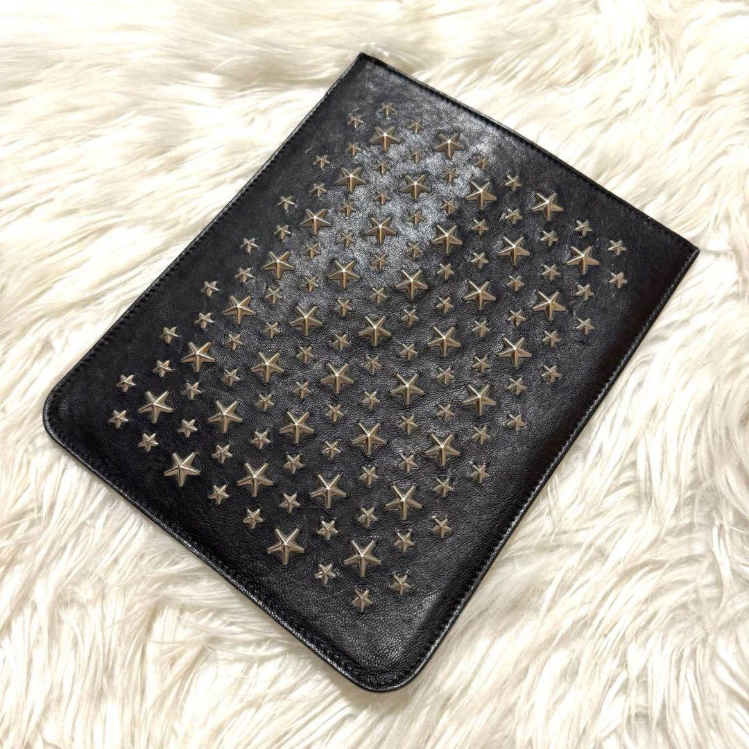 Jimmy Choo ジミーチュウ レザー スタースタッズ iPadケース 黒