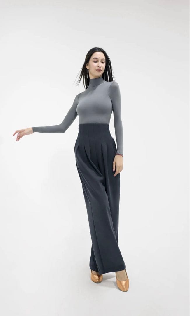 社交ダンス衣装　ダンスウェア　ダンスパンツdancequeen グレー