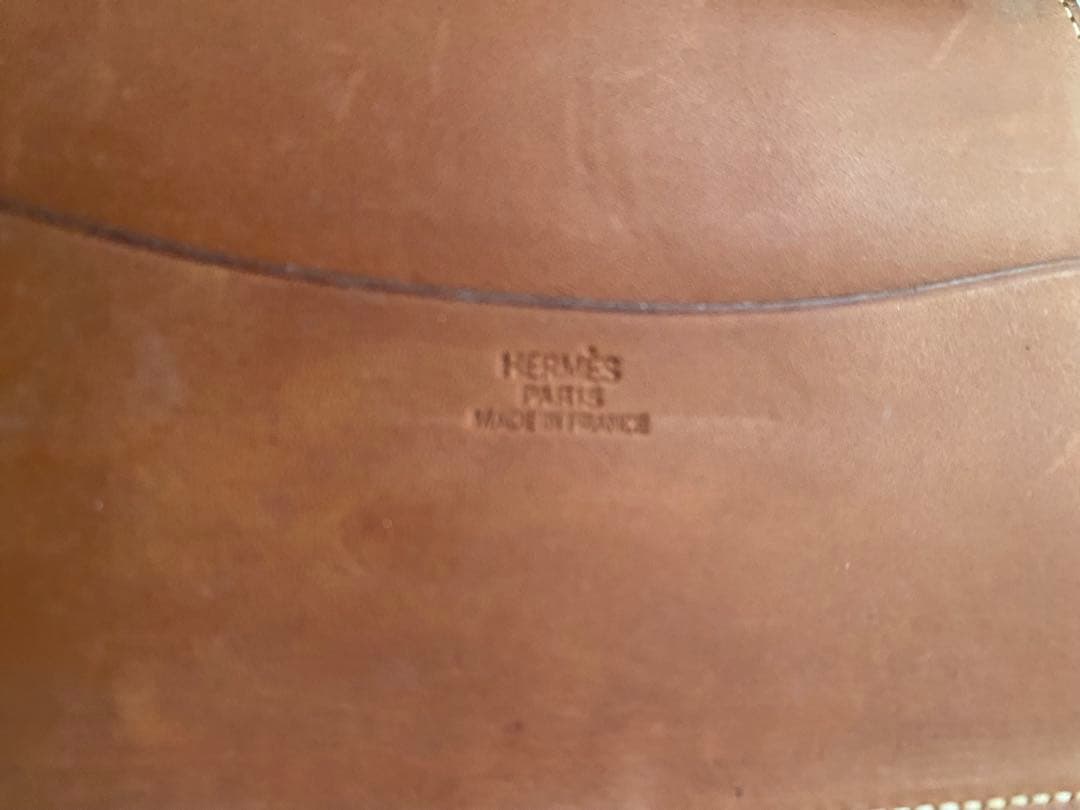 エルメス茶色い革手帳ボールペン付き