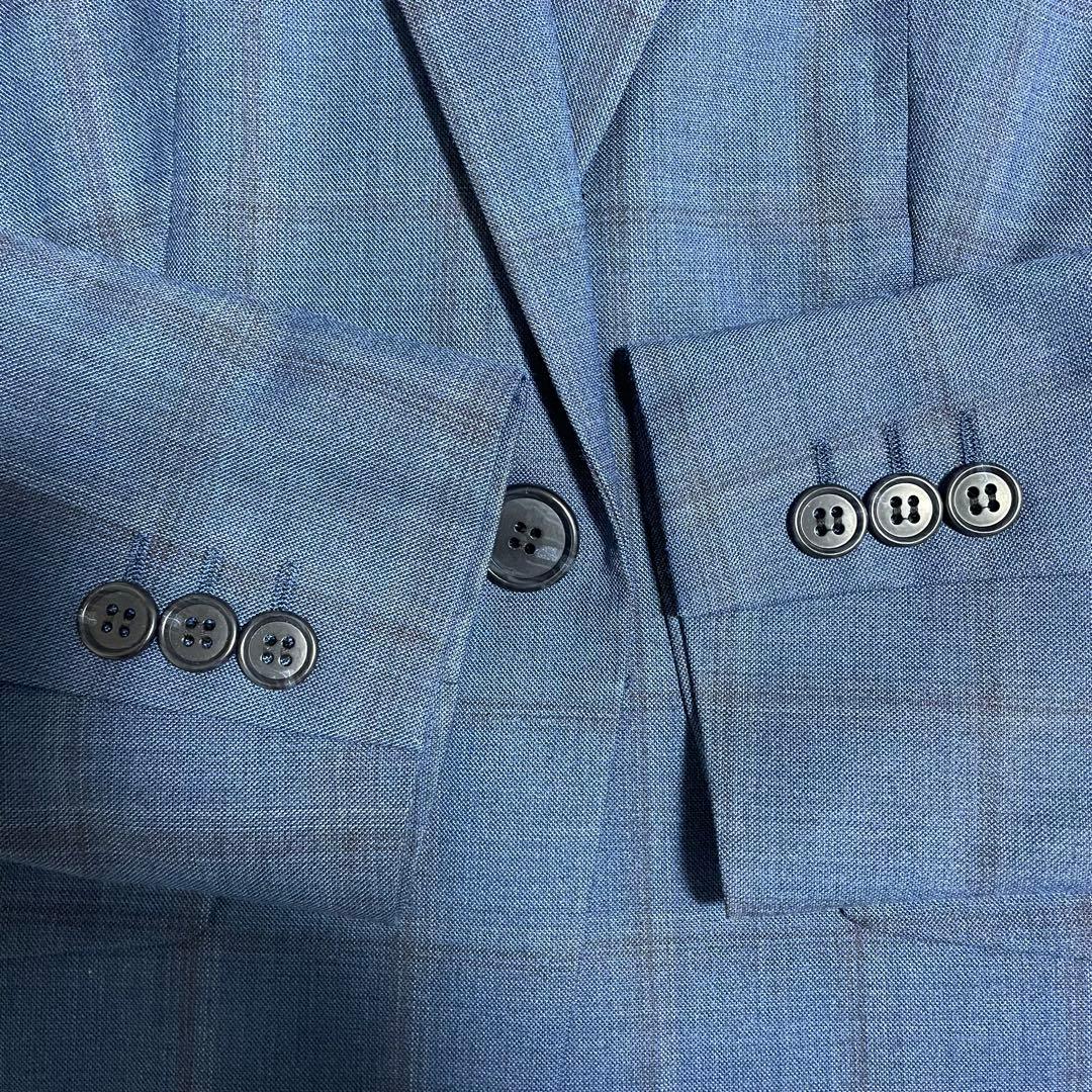 スーツカンパニー パンツスーツ チェック柄 洗える ストレッチ M 38 ブルー