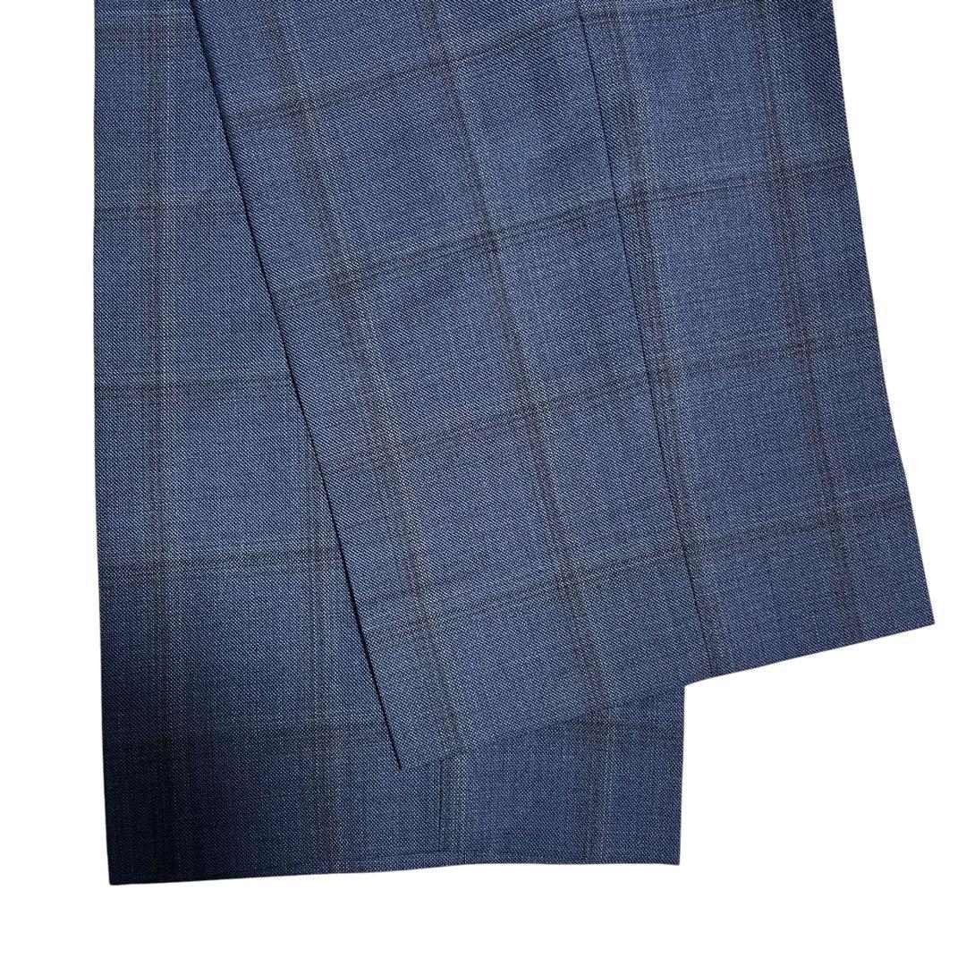 スーツカンパニー パンツスーツ チェック柄 洗える ストレッチ M 38 ブルー